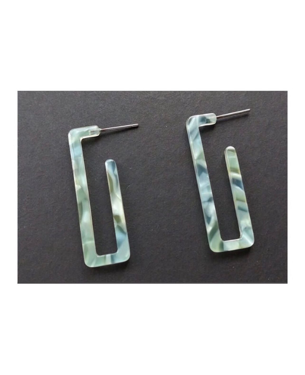 green acrylic rectangle hoops