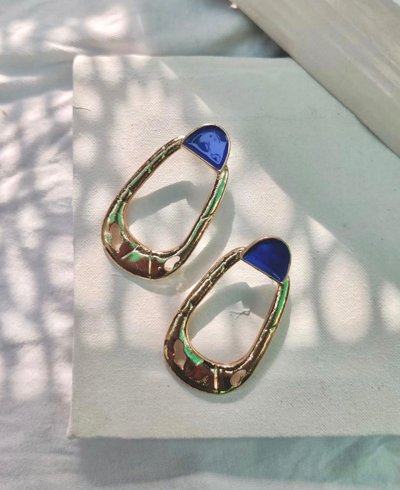 gold & blue earrings