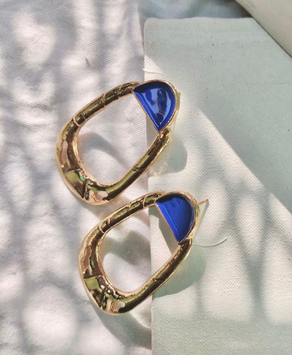 gold & blue earrings