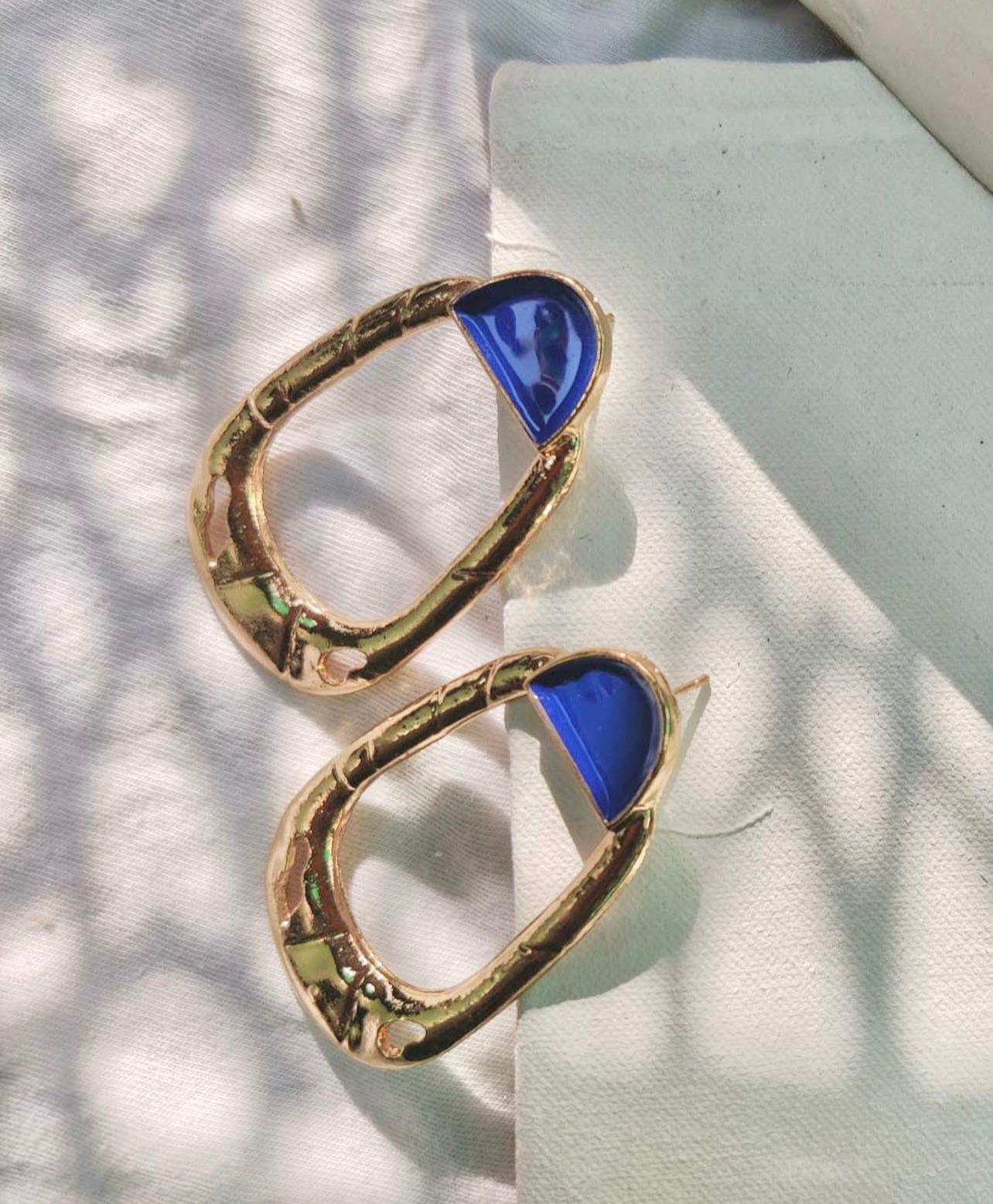 gold & blue earrings