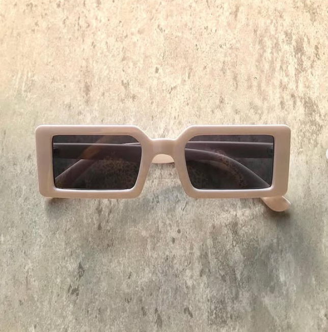 white rectangle frame sunnies