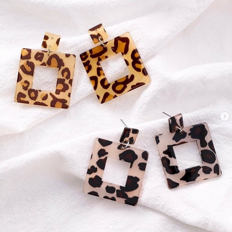 leopard print acrylic earrings