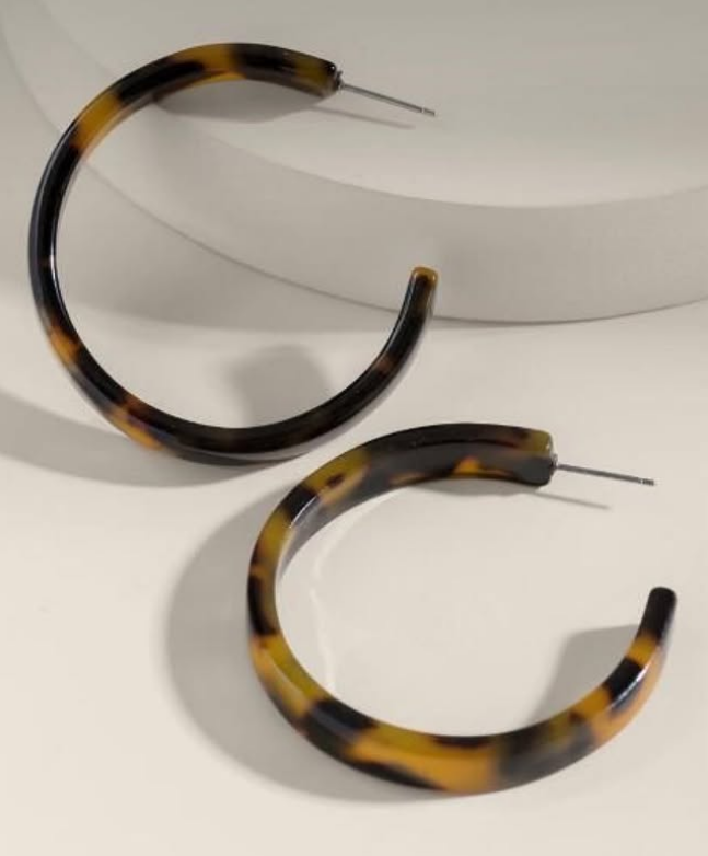 brown acrylic cheetah print hoops