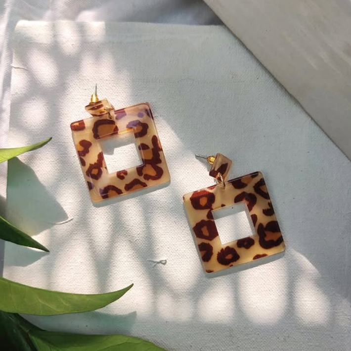 leopard print acrylic earrings